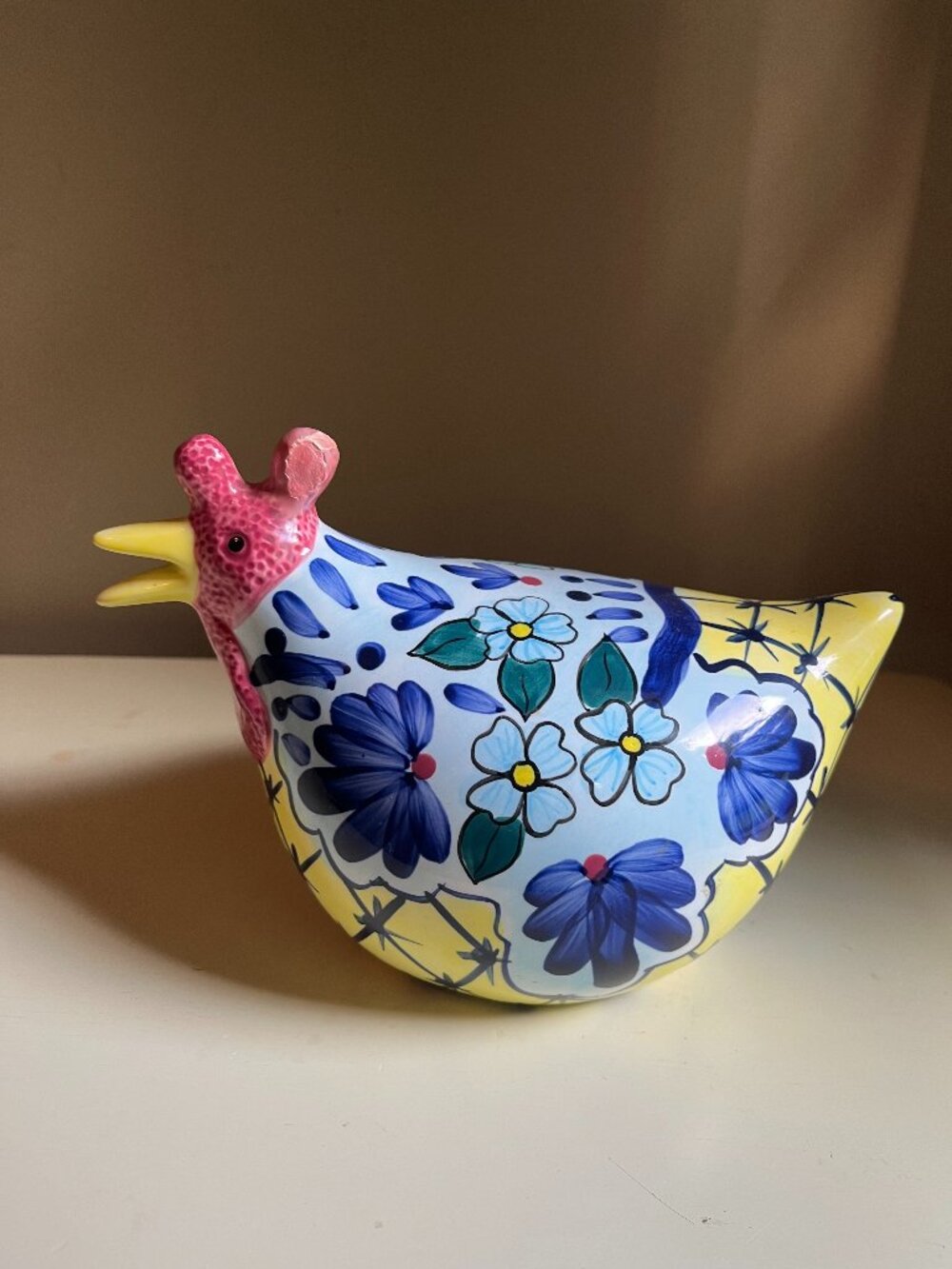 Ceramic Decorative Chicken Rooster Multi Color Handpainted CBK, LTD